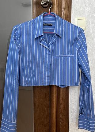 Укорочена жіноча сорочка zara, в ідеальному стані та трендовому кольорі