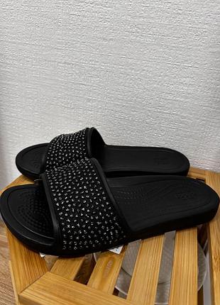Крокси crocs шльопанці зі стразами, чорні, 33 розмір, нові