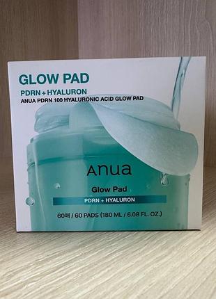 Тонер-пади з гіалуроновою кислотою та pdrn для сяйва шкіри anua porn 100 hyaluronic acid glow pad (60 шт)