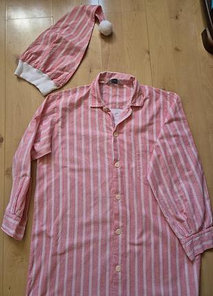 Винтажная хлопковая ночная рубашка austin reed, 100% cotton, m