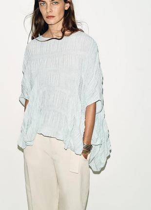 Пышная блуза оверсайз из ткани жатки zara