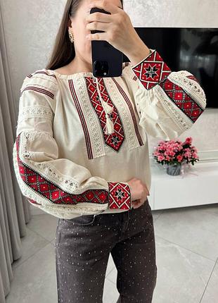 Вышиванка из домотканого льна безукоризненная вышивка туречки