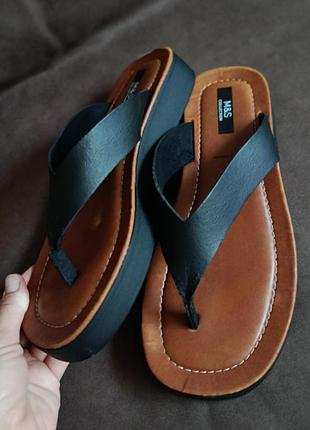 Жіночі шкіряні в'єтнамки на платформі marks&spencer collection leather upper 39 40