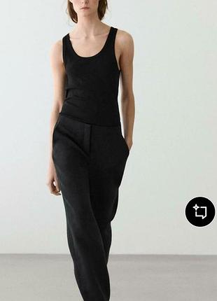 Брюки из льна черного цвета massimo dutti