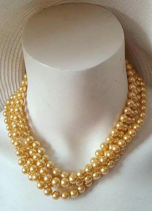 Бусы из золотых жемчужин golden pearl necklace 2 штуки