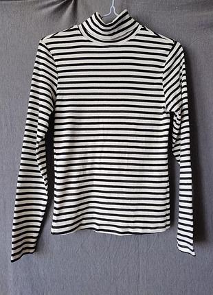 Новый хлопковый гольф / водолазка в полоску reserved (soft touch) — s / 36