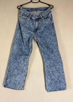 Стильні варені джинси river island з ефектом acid wash (uk 10 / s–m, 100% бавовна, прямий крій)