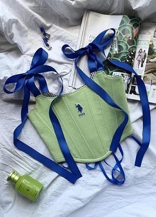 Зелений корсет з поло ручної роботи  us polo ralph lauren