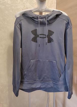 Чоловіче спортивне худі under armour armour fleece® big logo сіро-синього (сталевого) кольору.