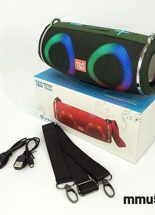 Портативная колонка tg642 с rgb подсветкой и ремешком, громкая bluetooth колонка. цвет: зеленый