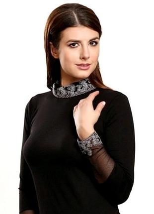 Inez чёрный гольф вискоза кружево тмviolana, польша m