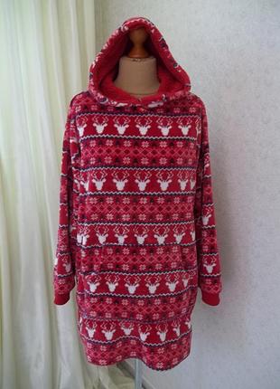 ( l / xl - 48 / 52 р ) primark домашний флисовый худи свитер с капюшоном оверсайз б / у