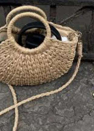 Красива плетена з короткою та довгою ручкою сумка 👜