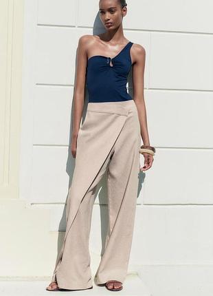 Лляні брюки палацо zara
