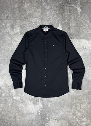 Чоловіча сорочка tommy jeans hilfiger m чорна сорочка томмі хілфігер джинс приталена slim fit оригінал
