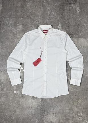 Сорочка hugo boss хуго босс нова з бірками мужская рубашка белая біла класична приталена шведка мужская классическая приталенная сорочка l xl