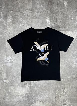 Футболка amiri амірі з журавлями cranes tee чорна чоловіча s ідеальний стан оригінал