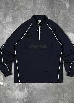 Вітровка анорак gymshark джимшарк куртка вітровка спортивна чорна розмір m чоловіча анорак із кишенею тренувальна худі легка куртка осінь весна