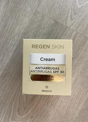 Денний крем для обличчя проти зморшок regen skin spf 30 для нормальної шкіри з екзосомами, сухої та дуже сухої шкіри deliplus