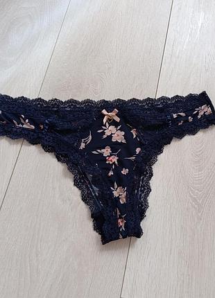 Сині трусики ажурні труси кружевні m&s l xl 12 14 40 42 48 50