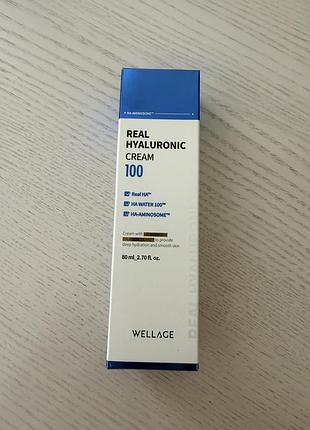 Зволожувальний крем з гіалуроновою кислотою wellage real hyaluronic 100 cream, 80 мл
