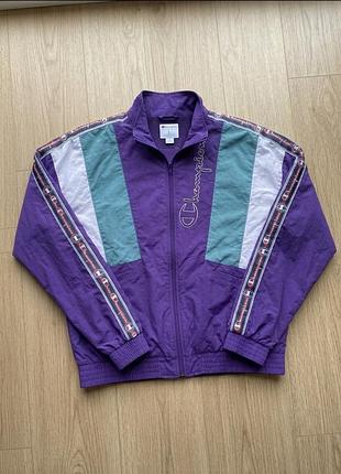 Vintage champion track jacket. куртка-вітровка champion з лампасами. розмір м