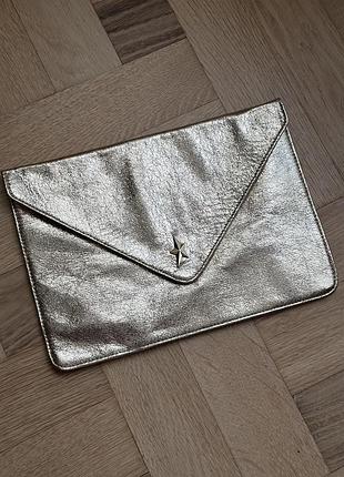 Сумка клатч mugler золотий металізований із фірмовою зіркою