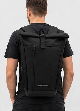 Рюкзак чоловічий cropp чорний великий ролтоп rolltop для міста, прогулянок, подорожей, школи, шкільний універсальний кроп рол топ новий