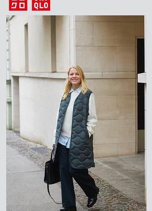 Ультралегкий длинный жилет uniqlo