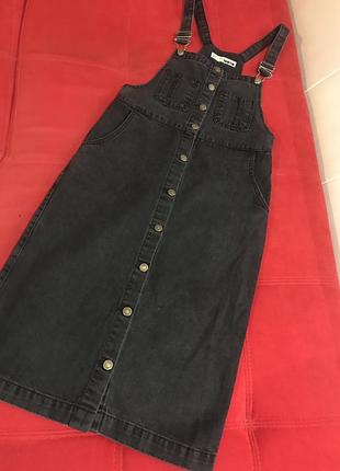 Джинсовый сарафан top shop moto длинный