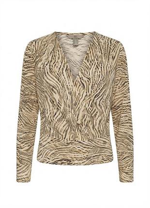 Стильная блуза h&m с принтом под зебру / лонгслив с запахом и v-вырезом