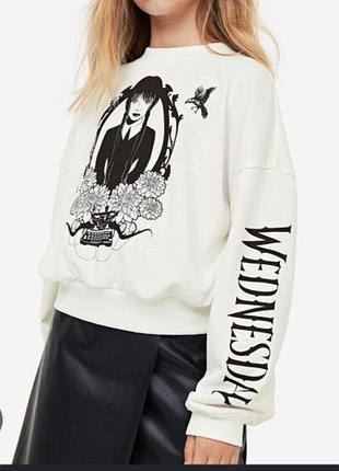 Топ с длинным рукавом свитер лонгслив wednesday венсдей h&amp;m белый легкий трендовый