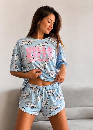 Піжама sanrio cinnamoroll, комплект футболка + шорти, р. m