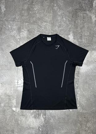 Спортивна футболка gymshark джимшарк чоловіча розмір m чорна дихаюча для залу бігу тренувань
