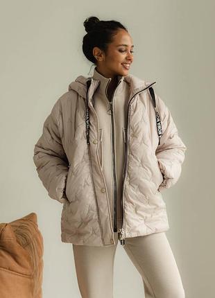 Бежевая демисезонная куртка l-xl