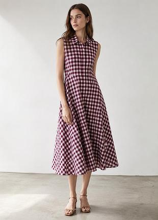 Сукня max mara studio womens gingham plaid ramie cotton shirt dress red white it 38 us 4