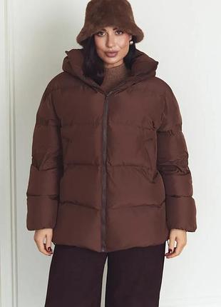 Зимняя женская куртка xxl-3xl. шоколад