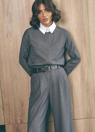 Кофта с итальянской костюмки xxl-3xl. серый