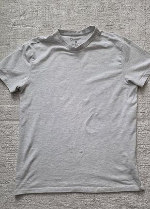 Чоловіча сіра футболка primark cares (розмір m, slim fit)