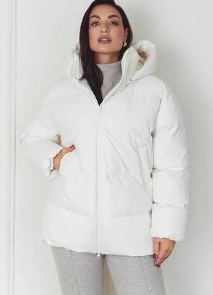 Зимняя женская куртка xxl-3xl. белый