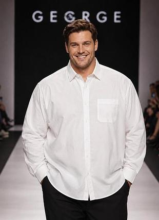 Сорочка чоловіча george біла розмір 2xl- 3xl поліестер/бавовна