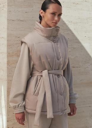 Бежевый женский жилет l-xl