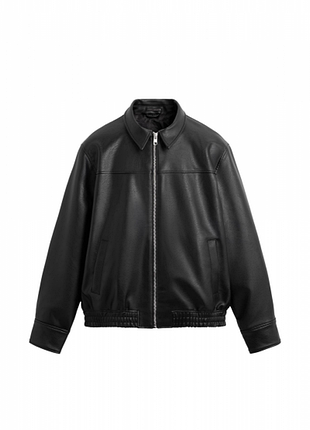 Куртка під резинку zara штучна шкіра 19816 black