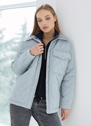 Серая стеганая куртка l-xl