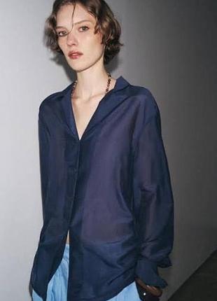 Блуза сорочка zara з шовком