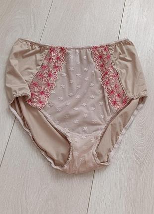 Бежеві трусики ажурні труси висока посадка m&s xl 14 42 50