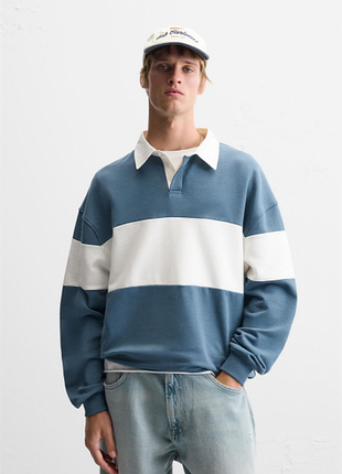 Кофта zara лонгслів поло 3665/322 blue