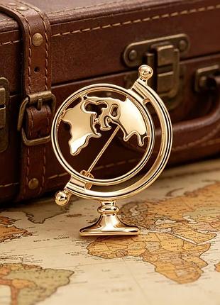 Брошка 🌏 золотий глобус 🌏 сталь, позолота, подарунок вчителю, географу, земля планета географія, цікава фантазійна трендова