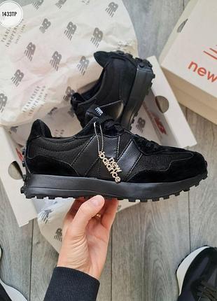 Черные кроссовки унисекс new balance 327 total black х нью беланс 36