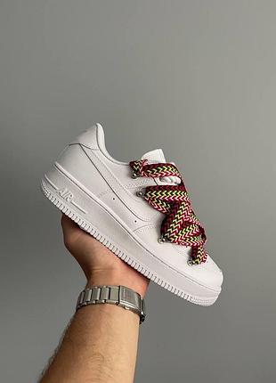 Білі кросівки унісекс nike air force 1 low custom lanvin laces white multicolor х ейр форс 43